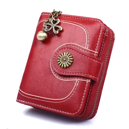 ikJfWomen Wallets and Purses PU Leather Money Bag Female Short Hasp Purse Small Coin Card Holders