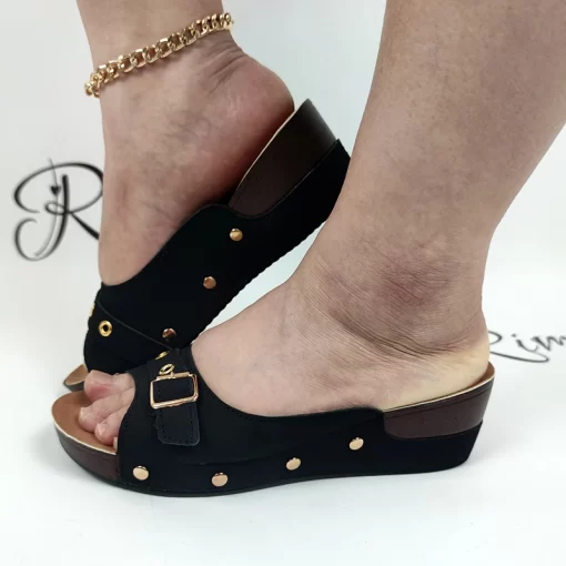 ivzdFashion Rivet Women Wedges Slippers 2023 Summer Outdoor Platform Sandals Woman Pu Leather Non Slip Casual