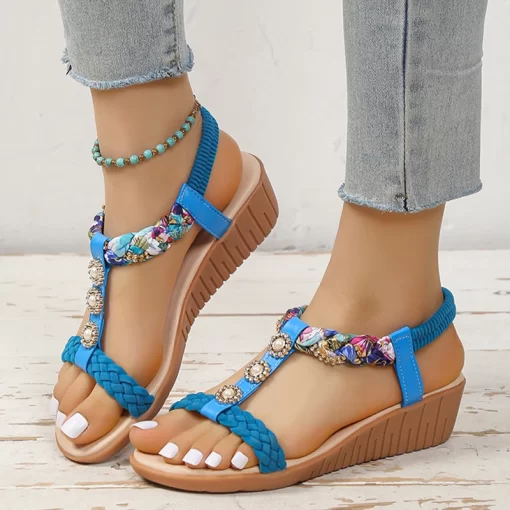 jm6pBohemian Style Wedges Sandals Women Summer 2023 Wedge Heeled Platform Sandals Woman Plus Size 43 Roman