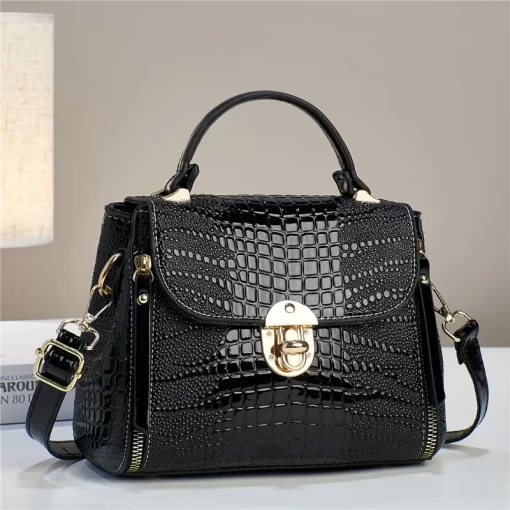 jnsnCommuting Crocodile Pattern Leather Handbag 2024 High Quality Women s Shoulder Bags Fashion Crossbody Luxury Designer