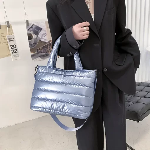 k9HqWomen Winter Handbags Mobile Space Glossy Female Down Bags Cotton padded Jacket Shoulder Handbag Cheap Items