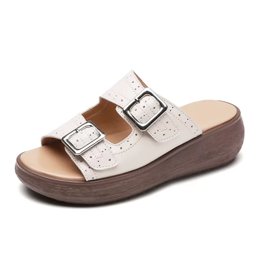 kACf2023 Woman Slippers Summer Platform Ladies Wedges Peep Toe Slides Female Solid Women Casual Outdoor Shoes