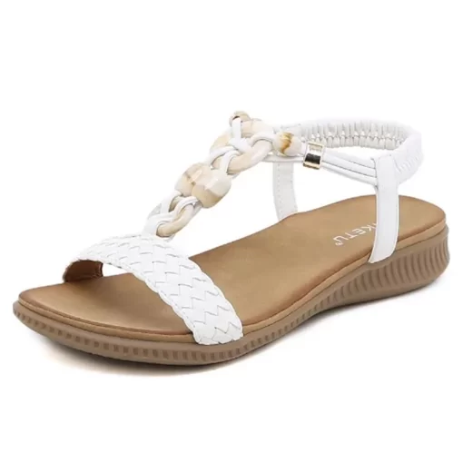 kHgfBohemian Summer Sandals For Women 2023 Casual Beach Retro Elastic Strap Ethnic Flat Roman Sandals Shoes