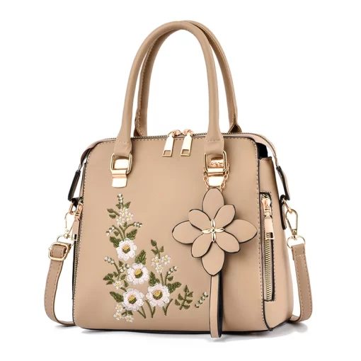 kLnGFloral Detail Shoulder Bag Trendy Zipper Handbag For Work Casual Crossbody Bag Women s Floral Decor