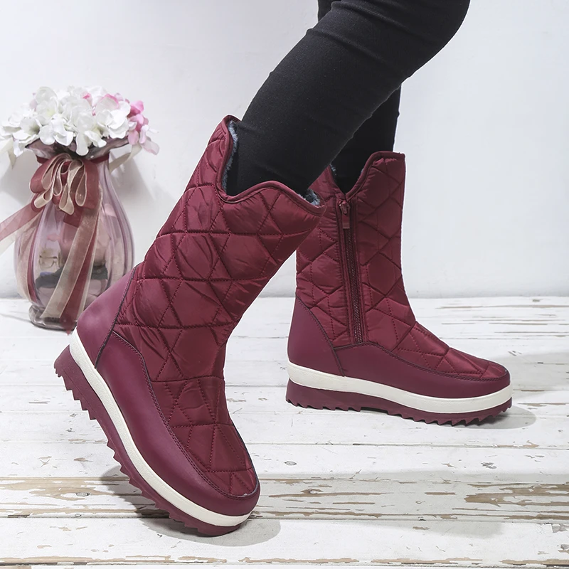 kvW3Women Boots Non slip Waterproof Winter Ankle Snow Boots Platform Winter Women Shoes with Thick Fur