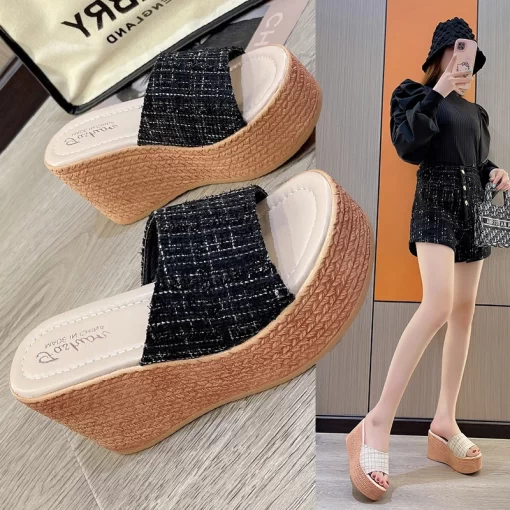 lrFW2023 Women s Shoes Basic Women s Slippers Outside Slippers Ladies Wedges Shoes for Women Platform
