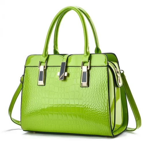 mEmTFashion Bright Leather Women S Handbag Large Capacity Crocodile Pattern One Shoulder Messenger Bag High End