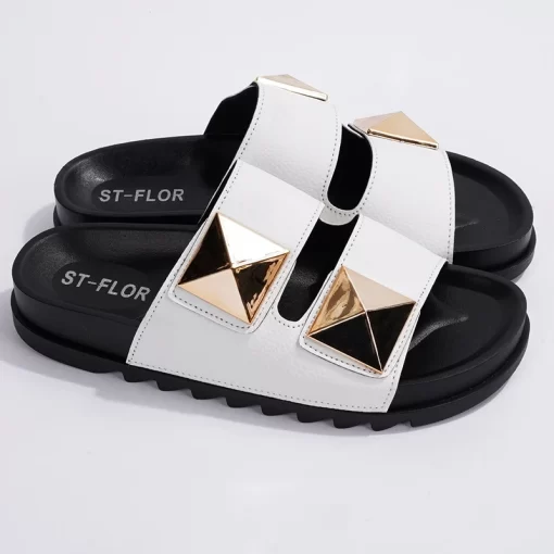 maAfWomen Platform Slippers Metal Buckle Retro Flat Bottomed Female Sandals Summer 2022 Comfort Rivet Beach Outdoor