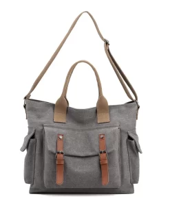 mpozCanvas Women s Bag Large Capacity Shoulder Bag Crossbody Handbag Simple Retro Tote Mom s Bag