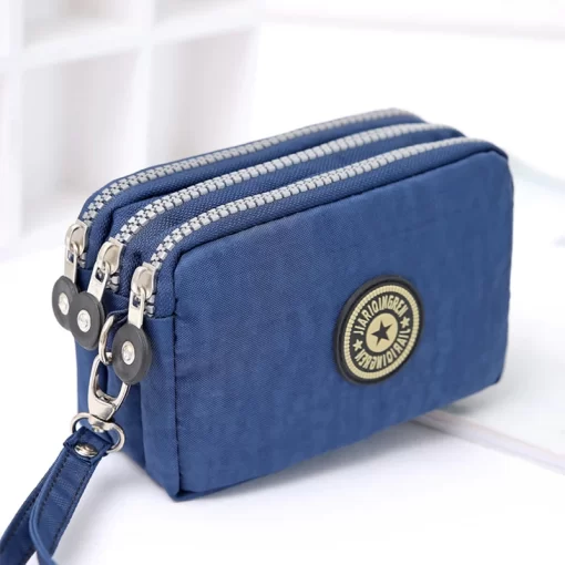 mtMA2023 New Coin Purse Women Small Wallet Washer Wrinkle Fabric Phone Purse Three Zippers Portable Make