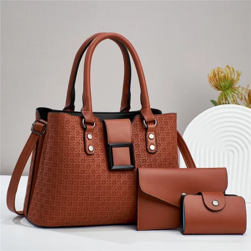 npaGWeaving Texture Ladies Business Tote Handbag High Quality Light Luxury Crossbody Composite Bag Retro Fashion Single