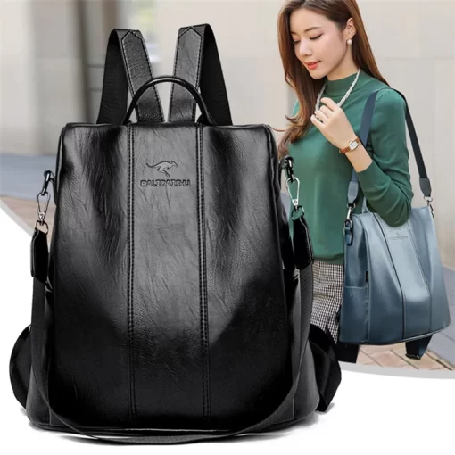 q0ktAnti theft leather backpack women vintage shoulder bag ladies high capacity travel backpack school bags girls
