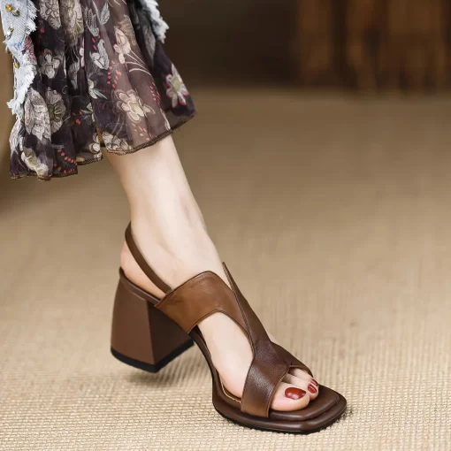 qibyFHANCHU 2023 Women Platform Sandals High Heeled Summer Shoes Peep Toe Slip On Europea Style 34