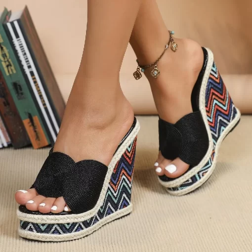 ra9SEilyken Women Open Toe Weave Solid Platform Wedges Slippers Fashion High Heel Summer Sandal Shoes Zapatillas