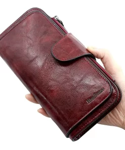 s9W7Women s wallet made of leather Wallets Three fold VINTAGE Womens purses mobile phone Purse Female
