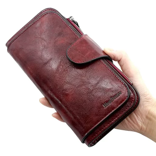 s9W7Women s wallet made of leather Wallets Three fold VINTAGE Womens purses mobile phone Purse Female