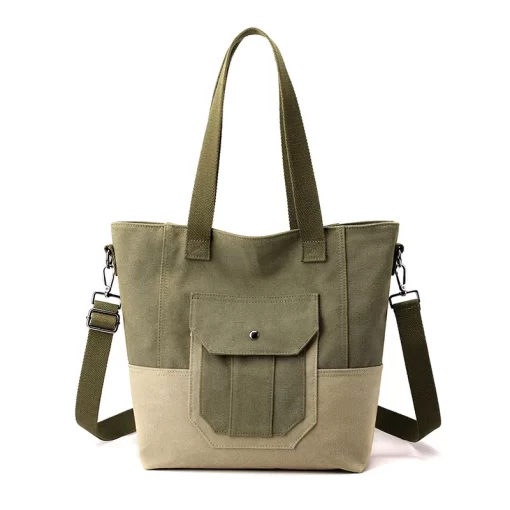 sC85Casual Canvas Bag Tote Bag Women s Bag Large Capacity Contrast Retro Handbag Patchwork Messenger Bag