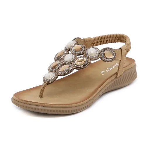 tUyS2023 New Fashion Women s Sandals Flat Rhinestones Sexy Outdoor Beach Shoes Summer Ladies Comfortable Casual