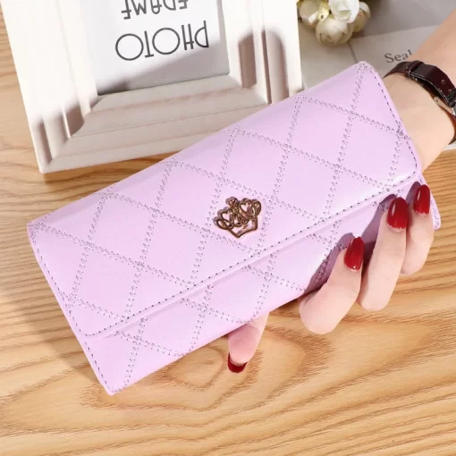 tuSIWomen Wallet Lady Clutch Leather Plaid Hasp Female Wallets Long Length Card Holder Phone Bag Money
