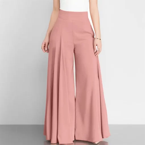 u6ECWomen Fashion Solid Color Front Zipper Press Pleat Trousers Female Casual Satin With Pockets High Waist
