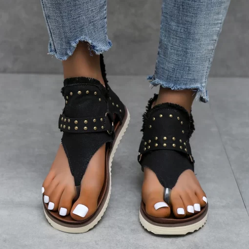 uSz9Gladiator Shoes Women Flat Sandals Outdoor Clip Toe Casual Sandal for Female Summer Non Slip Soft