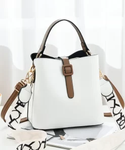 uhljBags for Woman Luxury Famous Brands Trend 2023 Designer Handbags Leather Bucket Shoulder Messenger Bag White