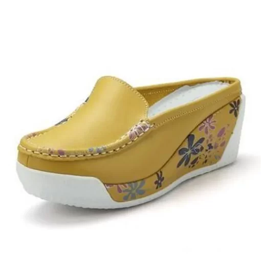 uyVoBEYARNEFlat Platform Shoes WomenSummer Spring Women s Flats Flower Print Slingbacks Ladies Casual Lazy Ladies Shoes