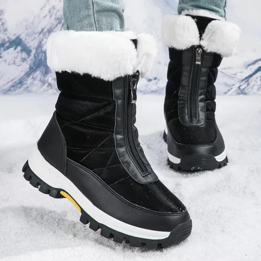 vZj8YISHEN Snow Boots For Women Fashion Trend Waterproof Winter Snow Shoes Platform Warm Plush Ankle Boots