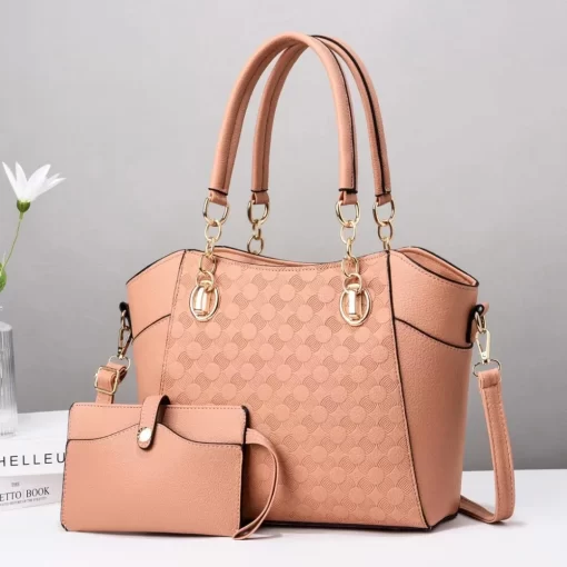 w2NcLeather Texture High Quality Tote Handbag Women s Fashion Chain Single shoulder Crossbody Composite Bag Versatile