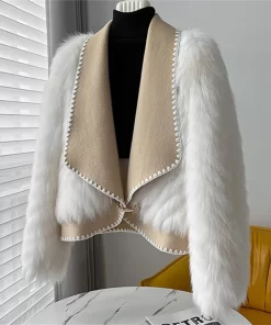w430Faux Fox Fur Car Stripe Fur Coat For Women s Winter Lapel High End Short Double