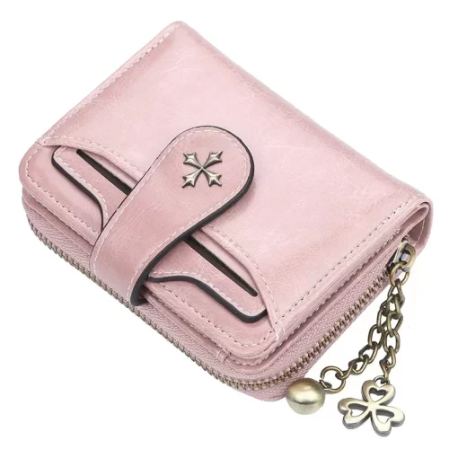 wP6vWomen Wallets and Purses PU Leather Money Bag Female Short Hasp Purse Small Coin Card Holders