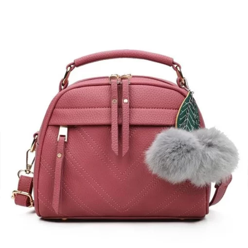 xJgKYogodlns Luxury Embroidery thread Handbag Female PU Leather Shoulder Bag Hair Ball Crossbody Bag Trendy New