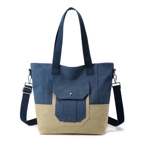 yGZwCasual Canvas Bag Tote Bag Women s Bag Large Capacity Contrast Retro Handbag Patchwork Messenger Bag