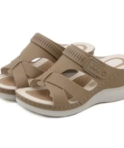 z5iLSummer Wedges Heel Women Slippers Platform Peep Toe Height Increasing Sandals 2023 Sexy Ladies Shoes Zapatos