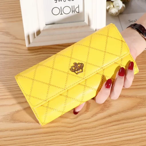 zahKWomen Wallet Lady Clutch Leather Plaid Hasp Female Wallets Long Length Card Holder Phone Bag Money