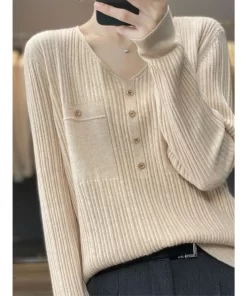 0trWWomen Sweater and Pullovers Fall Winter New Skinny Jumpers V neck Basic Warm Sweater Pullovers Warm
