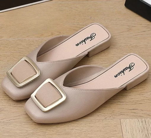 1UHZSlides Low Heel Woman Slippers Outside Summer Jelly White Shoes for Women 2023 Mules Sandals New