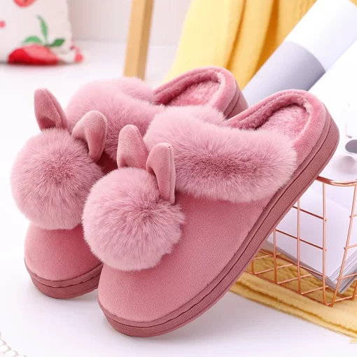 5N2kWomen Home Slippers Indoor Bedroom Light Couple Slipper Solid Soft Flip Flops Winter Warm Furry Plush