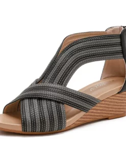5idtBEYARNE Platform Wedge heel platform sandals women 2021 summer new bag heel zipper Roman shoes fashion