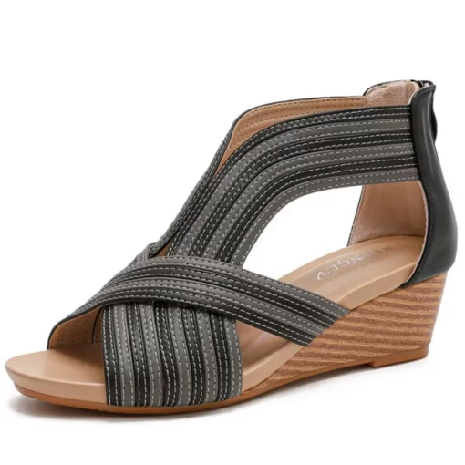 5idtBEYARNE Platform Wedge heel platform sandals women 2021 summer new bag heel zipper Roman shoes fashion