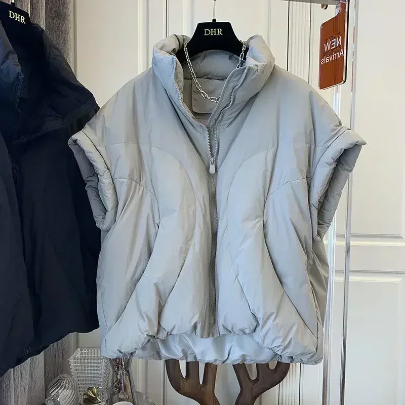 B5eiDeeptown Vintage Winter Padded Vest Women Sleeveless Jacket Old Money Style Oversize Casual Down Y2k Korean