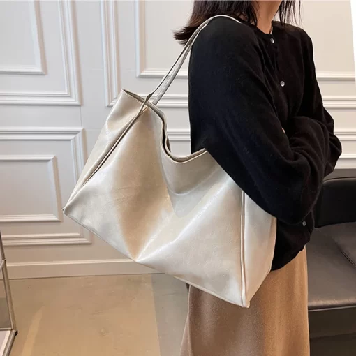 DUlEWomen Tote Bag Fashion Underarm Pouch Large Capacity Soft Pu Leather Shoulder Bag Retro Crossbody Bag