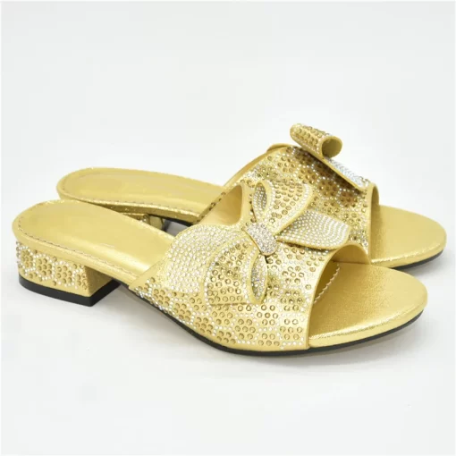 EBBkLatest Brand Designer Crystal Big Bow Low Heels Women Rhinestone Bowtie Wedding Shoes Big Size Italian