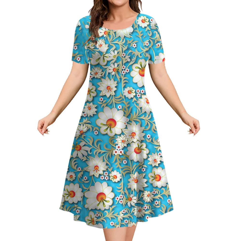 LC6BPink Floral Dress Dresses Women 2023 Summer Short Sleeve Beach Skirts Casual Ladies Clothing Sexy Dress