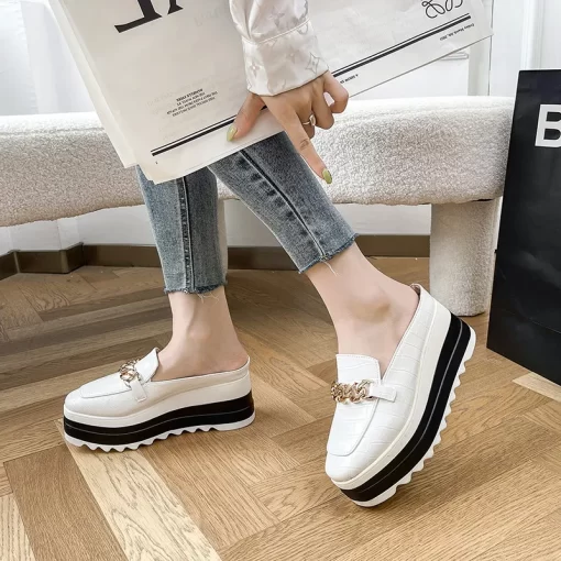 O0aUCOOTELILI 2023 Fashion Slippers Women Platform Summer Women Slippers Slip On Heels Ladies Casual Shoes Woman