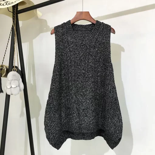 O1WfAutumn And Winter Clothing Thick Wool Vest Female Knitted Vest Loose Large Size Round Neck In