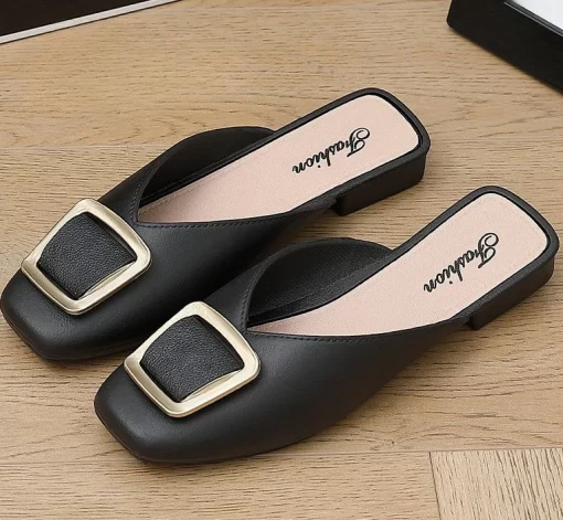 PYhZSlides Low Heel Woman Slippers Outside Summer Jelly White Shoes for Women 2023 Mules Sandals New