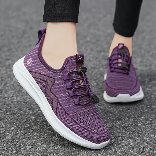 SlEdWomen s Casual Sneakers Breathable Flat Slip on Female Walking Sports Shoes Outdoor Light Ladies Running