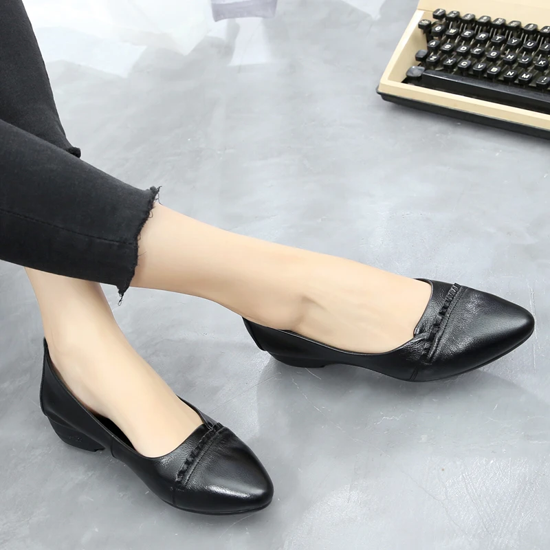 SuPoGKTINOO 2024 Spring Genuine Leather Shoes Pointed Toe Women Flat Shoes Fashion Casual Shoe Soft Comfort