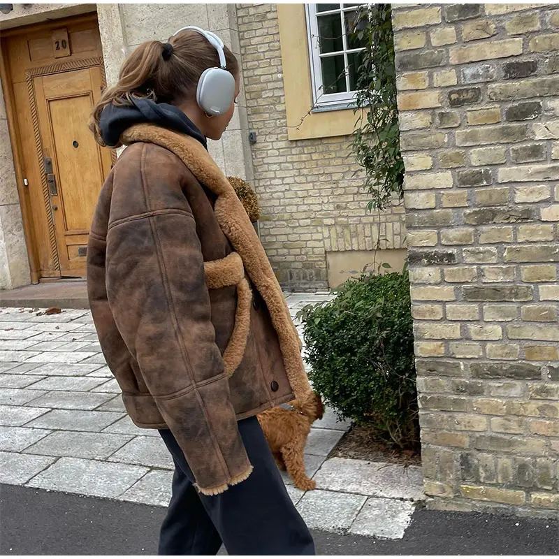 Winter Jackets For Women Y2K Faux Fur Coat Short Jacket Woman Lambhair Thick Warm Coats Long Sleeve New In Outerwears